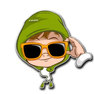 😎 @aftall81 desenho animado, óculos, moletom com capuz, personagem telegram sticker