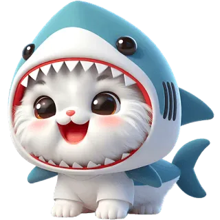 😅 chat, requin, déguisement, mignon, dessin animé, animal, animal de compagnie telegram sticker