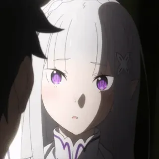 🤍 Emilia Re:Zero Anime, Ragazza, Capelli bianchi, Occhi viola, Elfo telegram sticker
