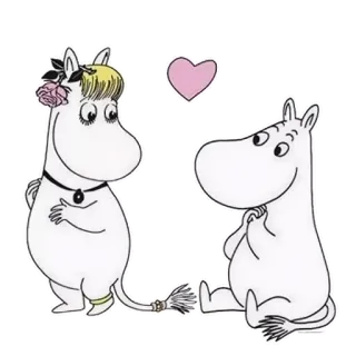 🥰 Moomin Mumin, Cartoon, Tier, Niedlich, Herz whatsapp sticker