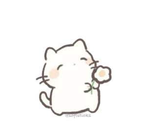 💐 @softsticks kat, bloem, schattig, cartoon, dier telegram sticker