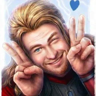 ✌️ Thor Thor, Marvel, Simbolo di pace, Occhiolino, Supereroe, Vendicatore telegram sticker