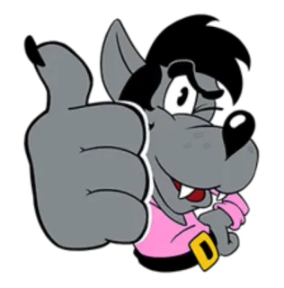 👍 Lupo cartone animato, Personaggio cartone animato, Pollice in su, Animale, Lupo telegram sticker