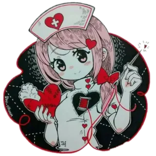 ❤️ アニメ, 看護師, ハート, 医療, かわいい, 漫画 telegram sticker
