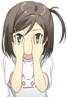 😳 Dziewczyna anime, Ukrywanie twarzy, Postać z kreskówki, Słodki/a, Anime, Dziewczyna telegram sticker