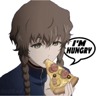 🍏 I'M HUNGRY Anime, Faminto, Pizza, Comida, Desenho animado, Garota, Comendo telegram sticker