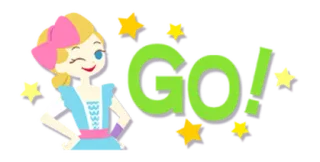 😝 GO! 加油, 鼓励, 星星, 欢呼, 卡通, 动画, 女孩 whatsapp sticker