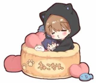 🏫 ねこかん mèo, anime, kawaii, dễ thương, động vật, chibi, trái tim, neko telegram sticker
