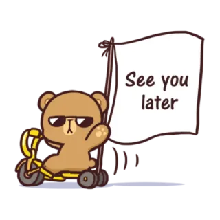 👋 See you later Desenho animado, Urso, Patinete, Onda, Adeus telegram sticker