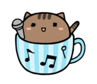🎤 Katze, Tasse, Musik, süß, Mikrofon, Singen telegram sticker