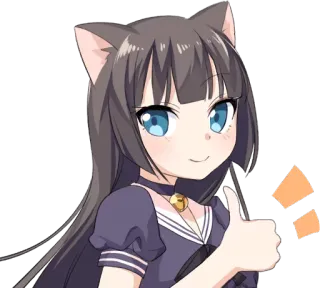 👍 Anime, Katzenmädchen, Daumen hoch, Kawaii telegram sticker