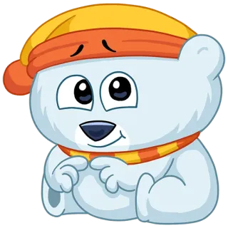 😊 ours, ours polaire, dessin animé, animal, mignon, hiver, chapeau, écharpe telegram sticker