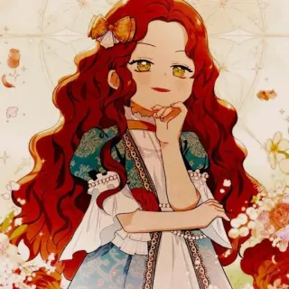 🍓 女孩, 动漫, 漫画, 卡通, 红发, 裙子 telegram sticker