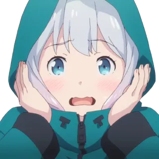 👩 动漫, 女孩, 可爱, 惊讶, 连帽衫, 角色, 卡通 telegram sticker
