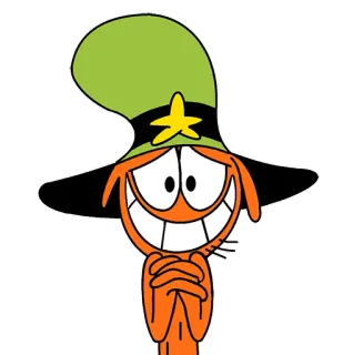 🙏 Wander Wander Over Yonder Dibujo animado, Personaje, Naranja, Sombrero, Amigable, Animado telegram sticker