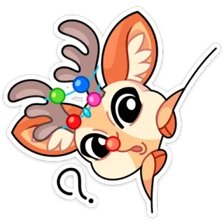 ❓ ? cartoon, rendier, kerst, schattig, feestelijk, vraag, dier telegram sticker