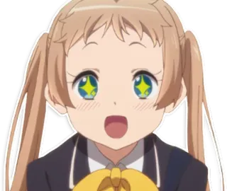 😍 Anime, Ragazza, Eccitata, Personaggio, Carina, Occhi scintillanti, Codini telegram sticker