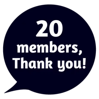 ❤ 20 members, Thank you! mitglieder, danke, feier, meilenstein, community whatsapp sticker