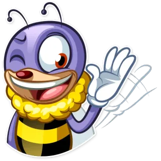 👋 ผึ้ง, การ์ตูน, สัตว์, แมลง, โบกมือ, มีความสุข, น่ารัก telegram sticker
