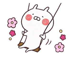 🍢 lapin, balançoire, mignon, fleur, dessin animé whatsapp sticker