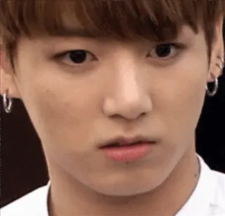 😶 Jeon Jungkook kpop, zanger, gezichtsuitdrukking, man, aziatisch, oorbellen telegram sticker