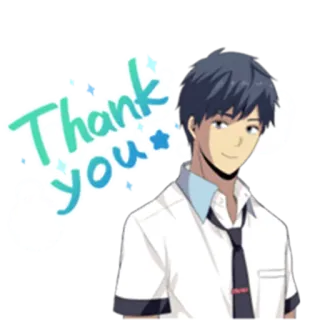 😊 Thank you cảm ơn, anime, con trai, sinh viên, lời chào telegram sticker