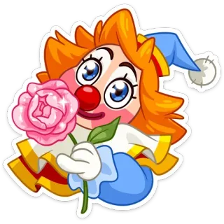 🌹 Clown, Fleur, Rose, Dessin animé, Personnage, Mignon whatsapp sticker