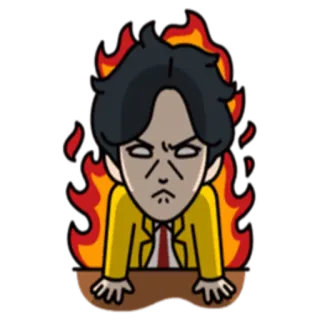 💙 angry, fire, frustrated, annoyed, upset, cartoon, man whatsapp sticker
