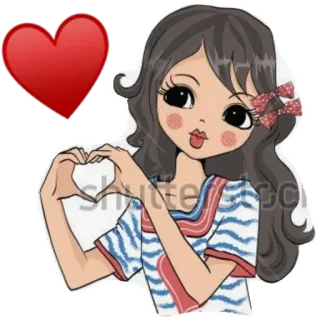 ❤️ chica, corazón, amor, lindo, sticker, dibujo telegram sticker