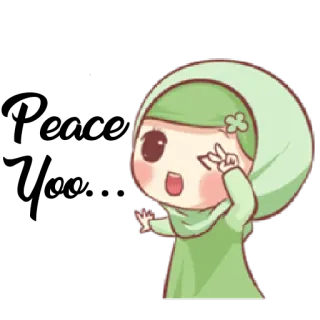 ✌️ Hijab, Muslim, Islam, Chibi, Niedlich, Mädchen, Frieden telegram sticker
