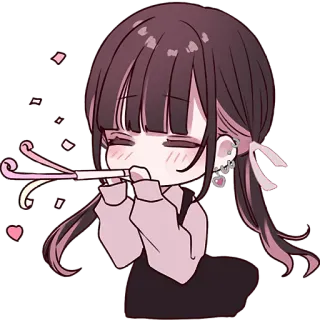 🥳 anime, cartoon, meisje, schattig, kawaii, feest, slingers telegram sticker