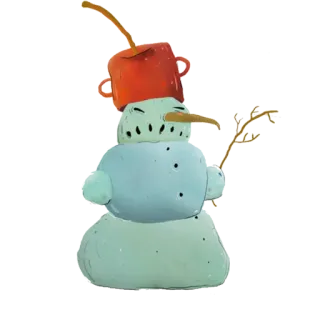 ⛄ muñeco de nieve, invierno, nieve, zanahoria, cubo, ilustración telegram sticker