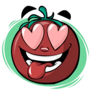 😍 tomat, cinta, mata hati, kartun, makanan, emoji whatsapp sticker
