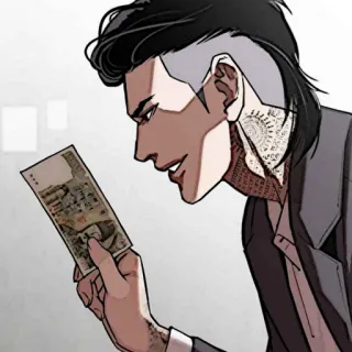 ⚖ Аниме, Персонаж, Деньги, Татуировки, Мужчина, Костюм telegram sticker