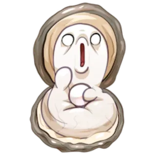 😧 huître, perle, doigt d'honneur, emoji telegram sticker