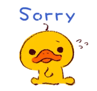 🙏 Sorry pato, lindo, disculpa, lo siento, animal, dibujos animados, pájaro telegram sticker