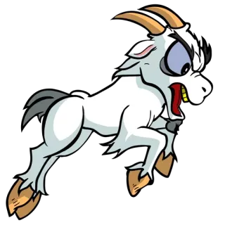 😲 chèvre, animal, dessin animé, en colère, cornes, blanc, mammifère telegram sticker