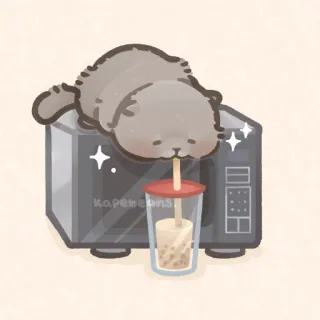 ✨ Lontra, Boba, Chá de bolhas, Micro-ondas, Kawaii, Fofo, Adesivo, Comida telegram sticker