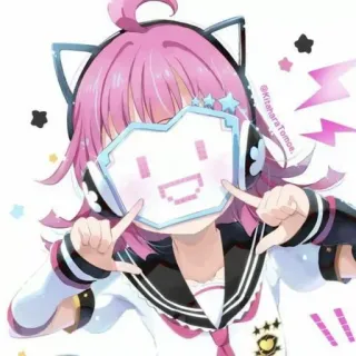 📙 アニメガール, ピンク髪, 猫耳, かわいい, 可愛い, イラスト telegram sticker