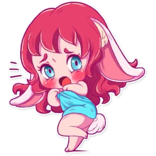 😳 adesivo, anime, desenho animado, coelho, fofo, kawaii, chibi, menina telegram sticker