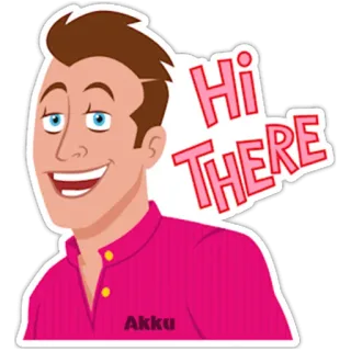 🙋‍♂️ Hi THERE saluto, rosa, amichevole, persona, cartone animato telegram sticker