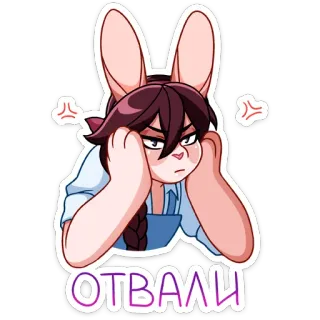 😡 ОТВАЛИ lapin, lapin, en colère, autocollant, dessin animé, animé, froncer les sourcils telegram sticker