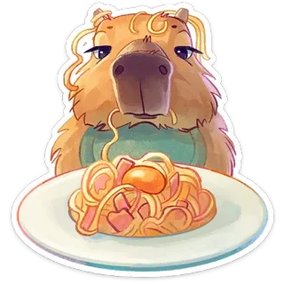 🍽 Капибара, Спагетти, Еда, Животное, Паста, Милый telegram sticker