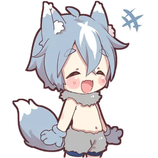 ☺️ Anime, Chibi, Lobo, Orelhas de animais, Desenho animado, Fofo telegram sticker