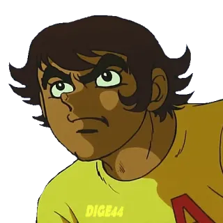 😐 DIGE44 อนิเมะ, การ์ตูน, ตัวละคร, ผมสีน้ำตาล, เสื้อสีเหลือง telegram sticker