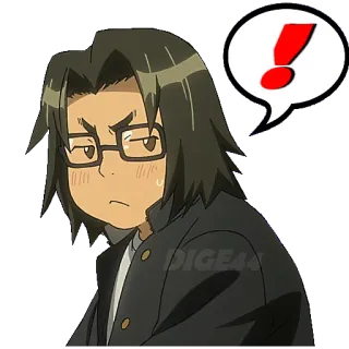 ❗️ anime, sticker, character, alert, exclamation, face telegram sticker