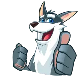 👍 lobo, dibujos animados, animal, pulgar arriba, gesto, lindo whatsapp sticker