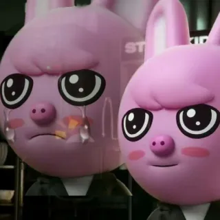 🐽 conejo, triste, lindo, llorando, rosa, dibujos animados telegram sticker