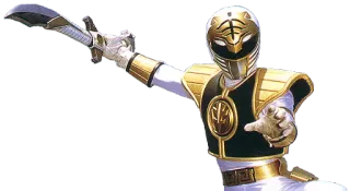 👊 Tommy Oliver Power Rangers могучие рейнджеры, белый рейнджер, оружие, меч, телешоу, боевые искусства, супергерой telegram sticker