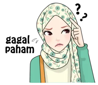 ❓ mujer, hiyab, musulmana, pensando, pensativa, islam, pañuelo telegram sticker
